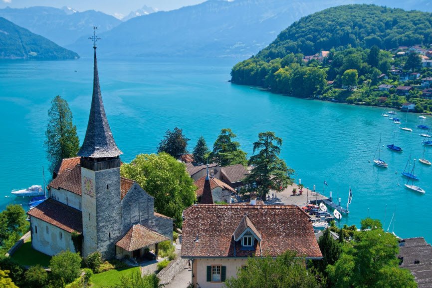 Sogn Parcazi Castle and Church, Switzerland, Switzerland